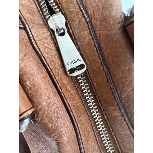 Fossil Marlow Chestnut Pebble Leather Double Handle Satchel Shoulder Handbag - Picture 7 of 10
